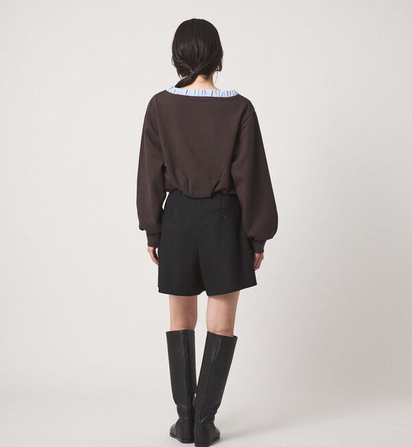 EMMEL REFINES「＜EMMEL REFINES＞EM フリルVネック ウラケ プルオーバー」|Tシャツ・カットソー|