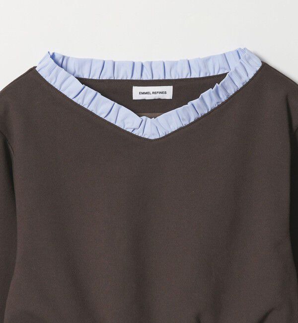 EMMEL REFINES「＜EMMEL REFINES＞EM フリルVネック ウラケ プルオーバー」|Tシャツ・カットソー|