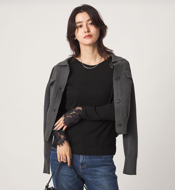 UNITED ARROWS green label relaxing「テレコ ソデ レース プルオーバー」|Tシャツ・カットソー|