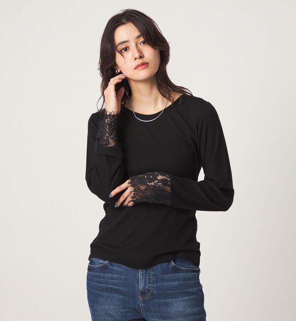 UNITED ARROWS green label relaxing「テレコ ソデ レース プルオーバー」|Tシャツ・カットソー|