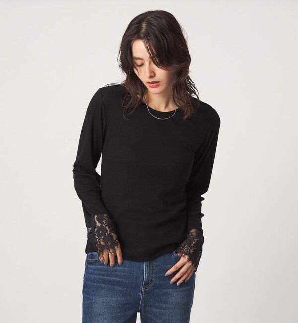 UNITED ARROWS green label relaxing「テレコ ソデ レース プルオーバー」|Tシャツ・カットソー|