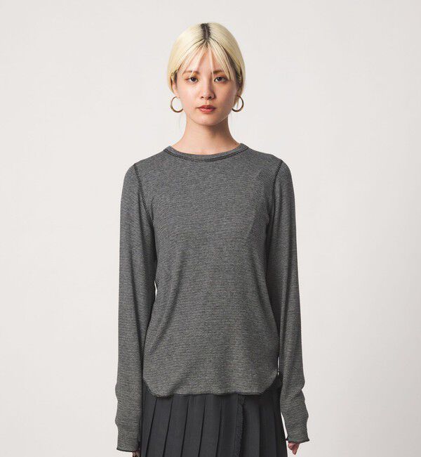 BEAUTY&YOUTH UNITED ARROWS「毛セルロースブレンド クルーネック カットソー/ボーダー」|Tシャツ・カットソー|
