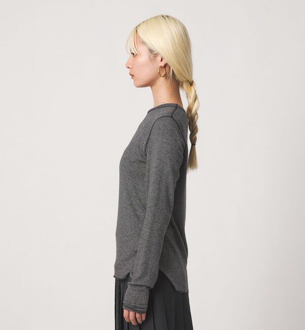 BEAUTY&YOUTH UNITED ARROWS「毛セルロースブレンド クルーネック カットソー/ボーダー」|Tシャツ・カットソー|