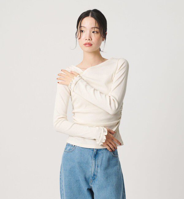 BEAUTY&YOUTH UNITED ARROWS「コットン リブ ボタン ギャザー プルオーバー」|Tシャツ・カットソー|