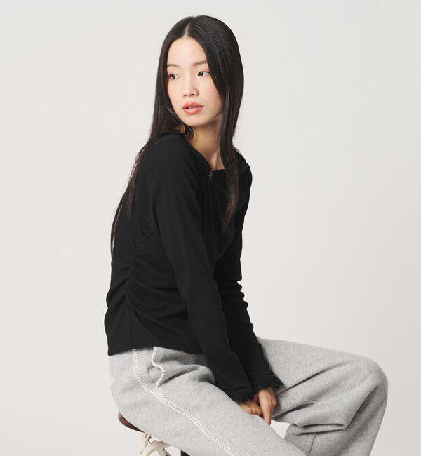 BEAUTY&YOUTH UNITED ARROWS「コットン リブ ボタン ギャザー プルオーバー」|Tシャツ・カットソー|