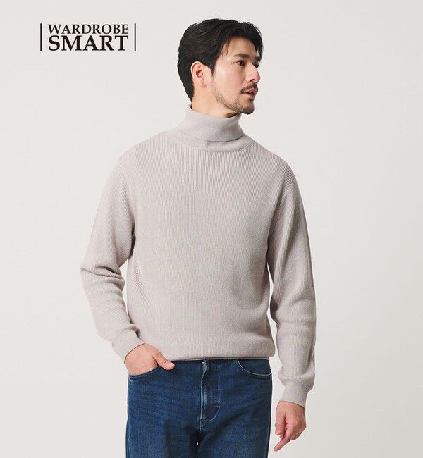 BEAUTY&YOUTH UNITED ARROWS「【WEB限定 WARDROBE SMART】マシーンウォッシャブル ウールミックス アゼ タートルネック」|ニット・セーター|NATURAL