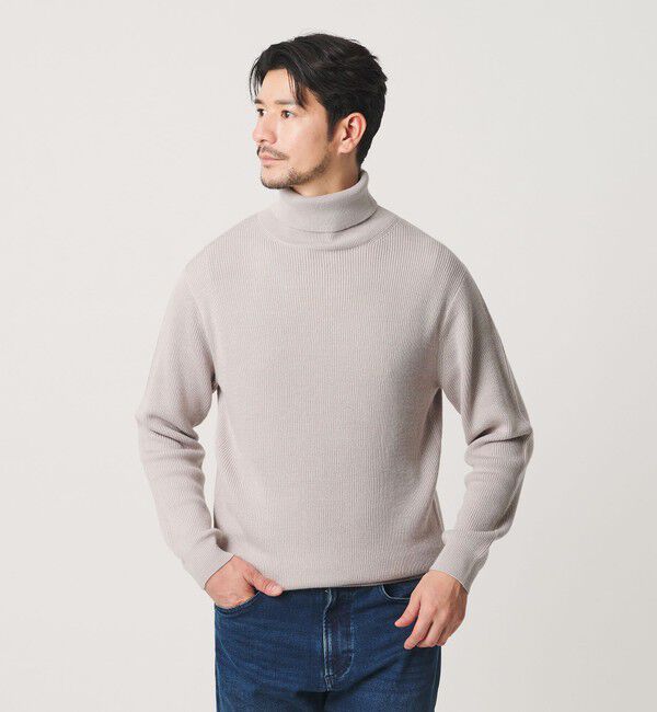 BEAUTY&YOUTH UNITED ARROWS「【WEB限定 WARDROBE SMART】マシーンウォッシャブル ウールミックス アゼ タートルネック」|ニット・セーター|