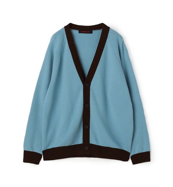 CABaN「コットンカシミヤ バイカラーVネックカーディガン」|カーディガン|64 ブルー&times;パープル