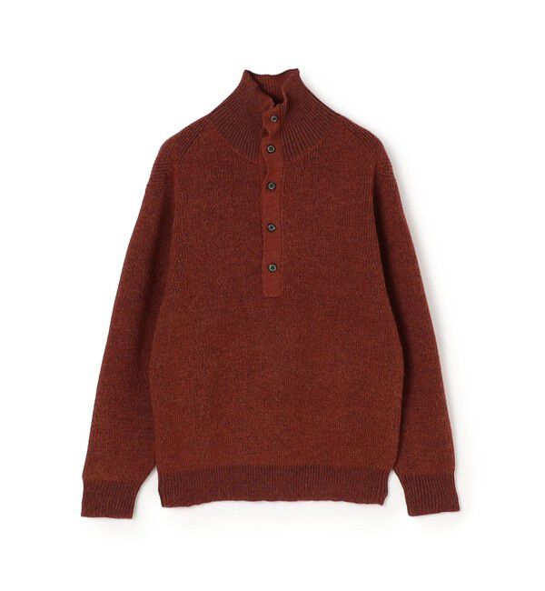 TOMORROWLAND MENS「TOMORROWLAND tricot アルパカ 片畦 スタンドネックポロニット」|ニット・セーター|45 テラコッタ