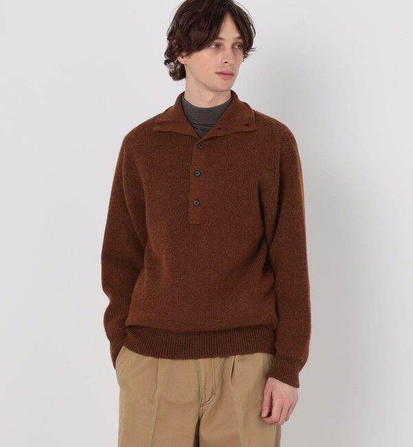 TOMORROWLAND MENS「TOMORROWLAND tricot アルパカ 片畦 スタンドネックポロニット」|ニット・セーター|