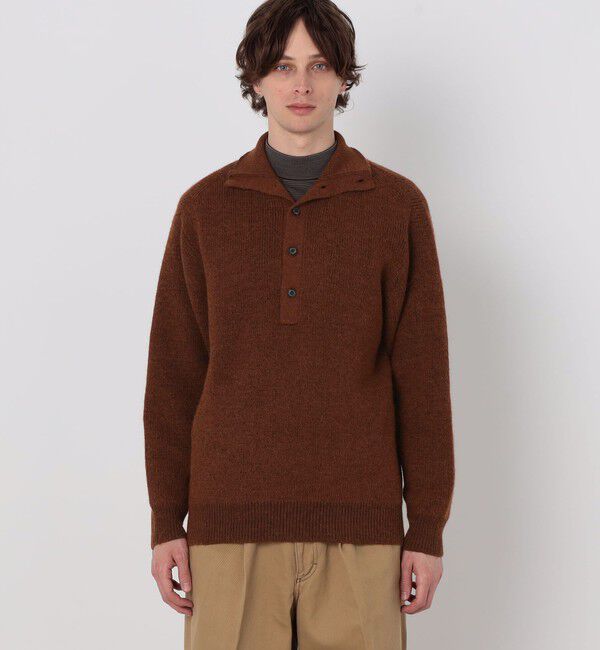 TOMORROWLAND MENS「TOMORROWLAND tricot アルパカ 片畦 スタンドネックポロニット」|ニット・セーター|