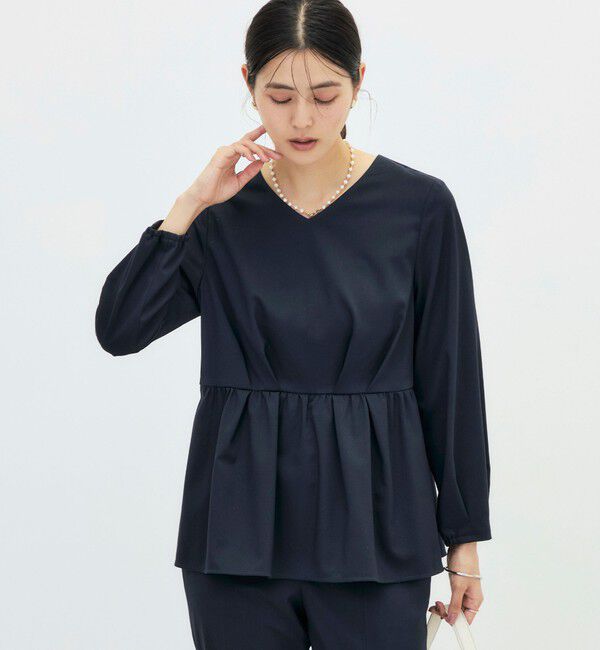 NOLLEY'S「《セットアップ対応》ウォッシャブルハイスペックTRペプラムブラウス」|シャツ・ブラウス|