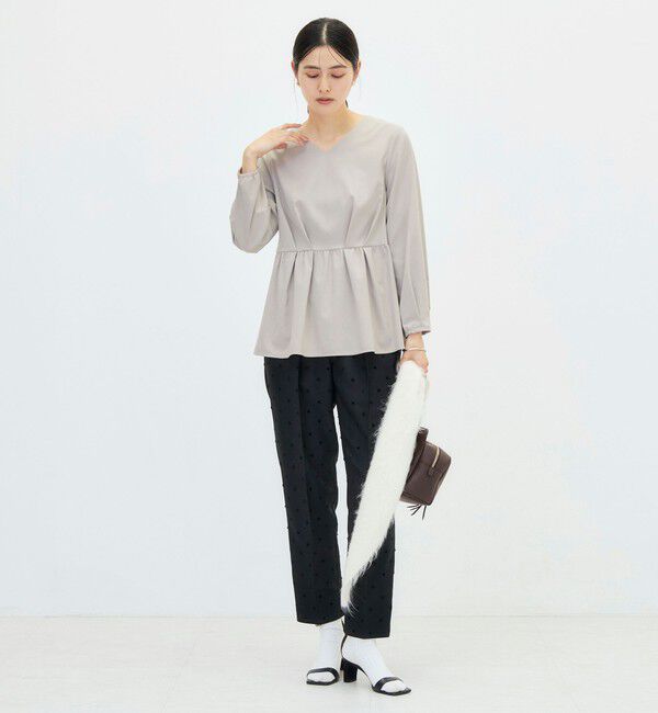 NOLLEY'S「《セットアップ対応》ウォッシャブルハイスペックTRペプラムブラウス」|シャツ・ブラウス|