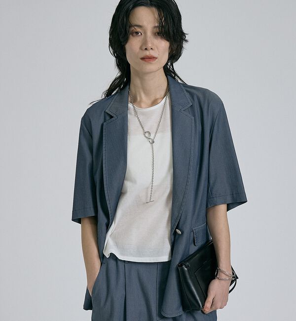 qualite「【接触冷感・セットアップ対応】ライトデニムハーフスリーブジャケット」|その他|