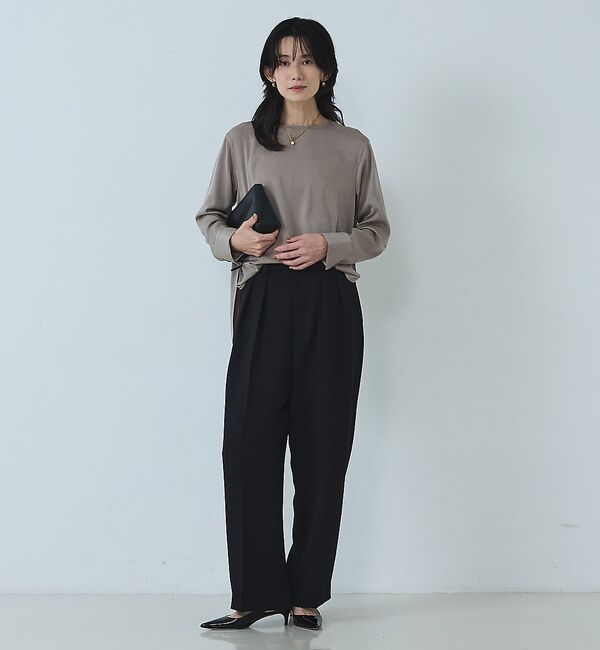 qualite「【セットアップ対応】ピーチサテンブラウス」|シャツ・ブラウス|