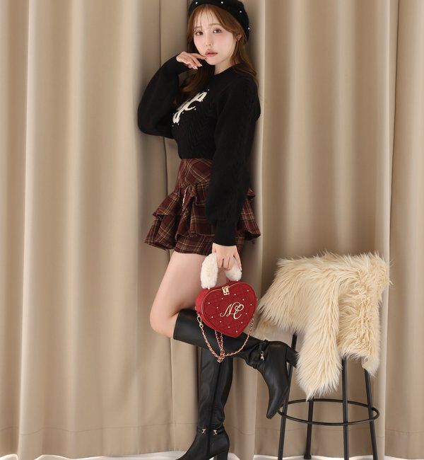 one after another NICE CLAUP「【SMサイズ展開】チャーム付きバックレースアップティアードスカパン」|スカート|