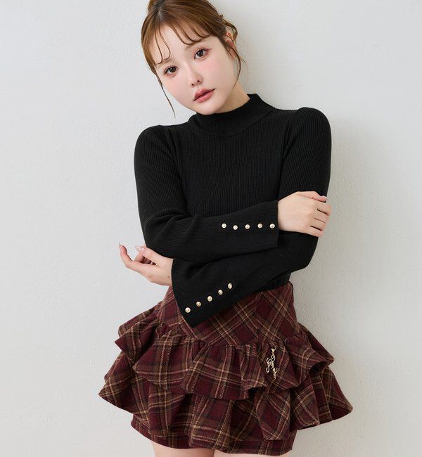 one after another NICE CLAUP「【SMサイズ展開】チャーム付きバックレースアップティアードスカパン」|スカート|