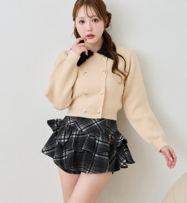 one after another NICE CLAUP「【SMサイズ展開】チャーム付きバックレースアップティアードスカパン」|スカート|