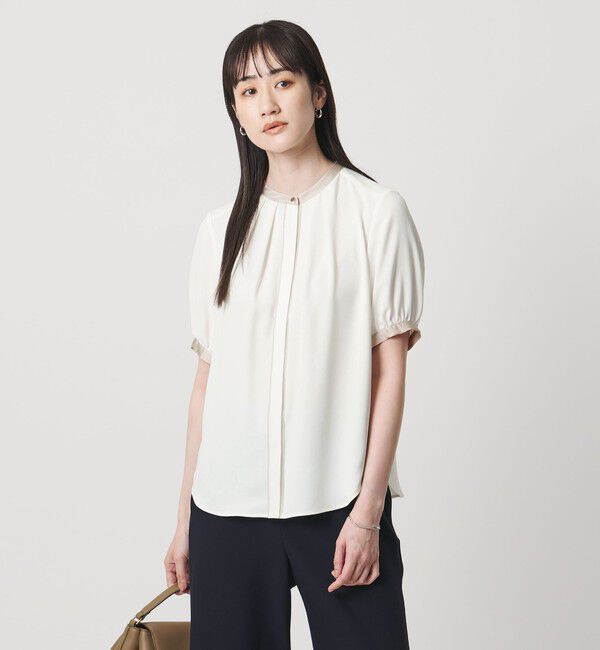 UNITED ARROWS「バイカラーパイピング ショートスリーブ ブラウス」|シャツ・ブラウス|