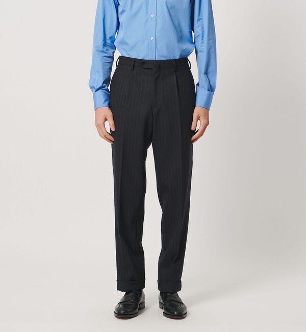 UNITED ARROWS「ネイビー ストライプ ダブル 6ボタン スーツ MCーMODEL ヨコストレッチ」|スーツ|