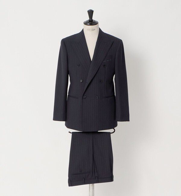 UNITED ARROWS「ネイビー ストライプ ダブル 6ボタン スーツ MCーMODEL ヨコストレッチ」|スーツ|