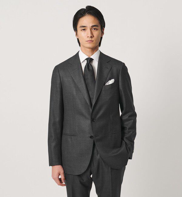 UNITED ARROWS「グレー シャークスキン シングル 3ボタン スーツ SーMODEL ヨコストレッチ 撥水」|スーツ|