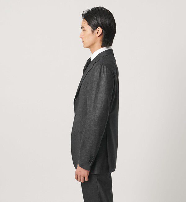 UNITED ARROWS「グレー シャークスキン シングル 3ボタン スーツ SーMODEL ヨコストレッチ 撥水」|スーツ|