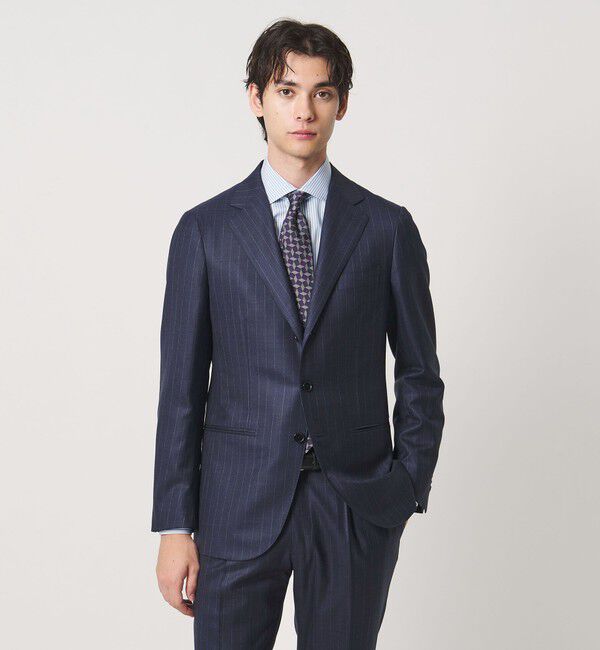 UNITED ARROWS「シャークスキン ストライプ シングル 3ボタン スーツ SーMODEL ヨコストレッチ 撥水」|スーツ|