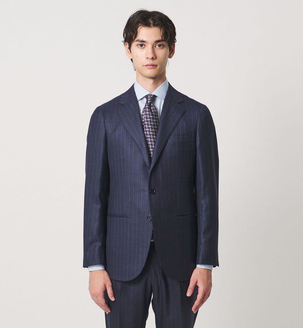 UNITED ARROWS「シャークスキン ストライプ シングル 3ボタン スーツ SーMODEL ヨコストレッチ 撥水」|スーツ|