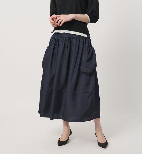 UNITED ARROWS「シルクライク ティアード スカート ‐ウォッシャブル‐」|フレア|