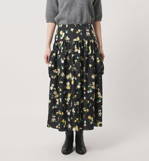 UNITED ARROWS「シルクライク ティアード スカート ‐ウォッシャブル‐」|フレア|