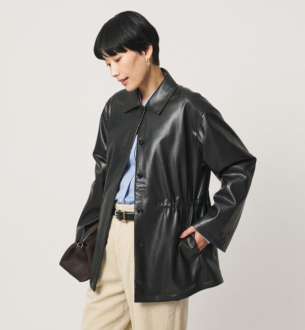 UNITED ARROWS「レザーライク シャツ ジャケット」|テーラードジャケット|