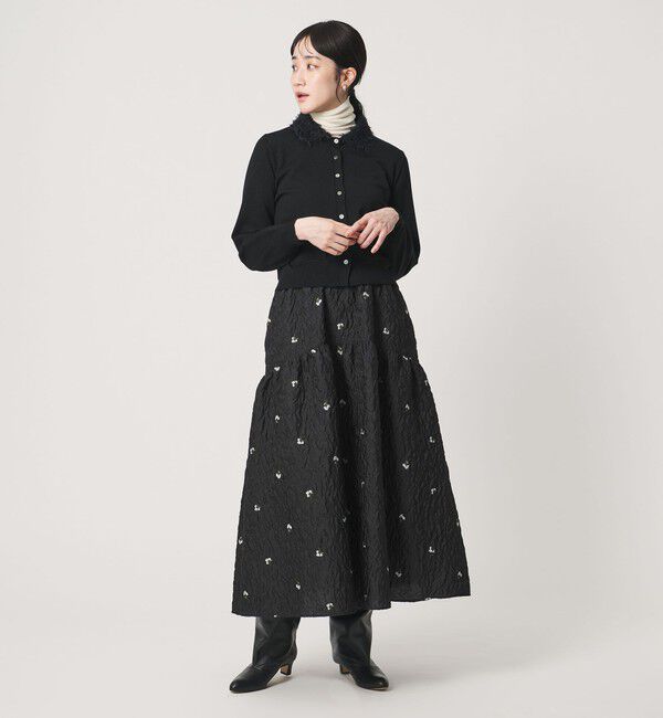 UNITED ARROWS「フクレ フラワー ジャガード スカート」|フレア|