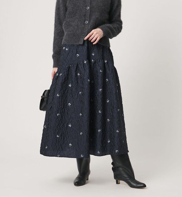 UNITED ARROWS「フクレ フラワー ジャガード スカート」|フレア|