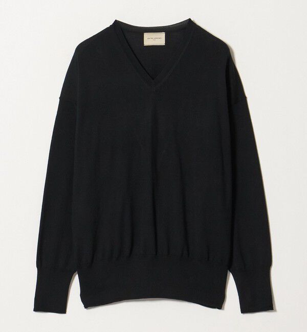 UNITED ARROWS「18G ウール Vネック ニット ‐ウォッシャブル‐」|ニット・セーター|BLACK