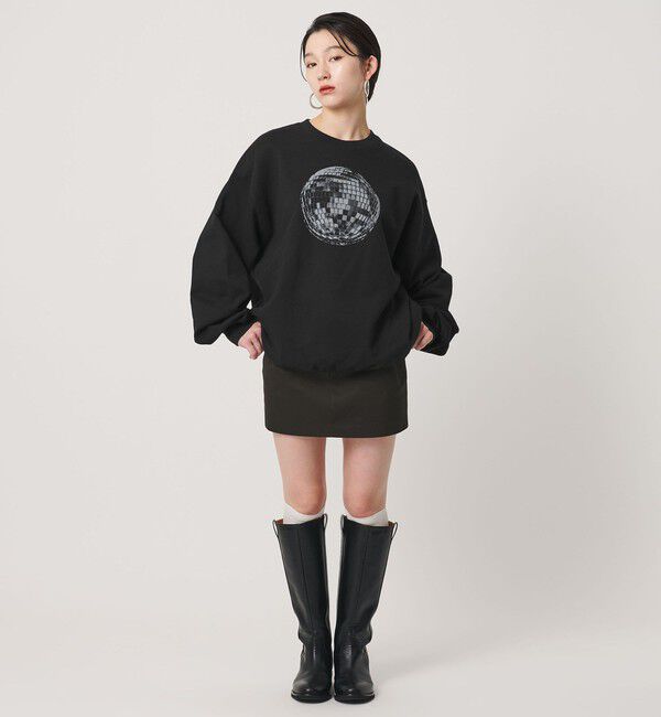 ER「＜ER＞ミラーボールプリント クルーネック スウェット」|Tシャツ・カットソー|BLACK