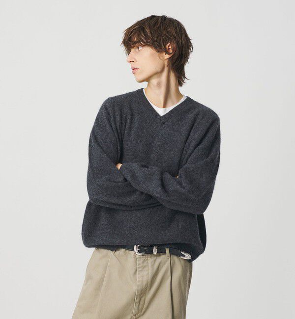 BEAUTY&YOUTH UNITED ARROWS「ミンク フィニッシュ ウール Vネック ニット」|ニット・セーター|DK.GRAY