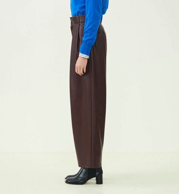 MACPHEE「レザーライク タックテーパードパンツ」|その他|