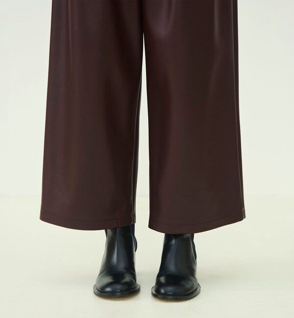 MACPHEE「レザーライク タックテーパードパンツ」|その他|