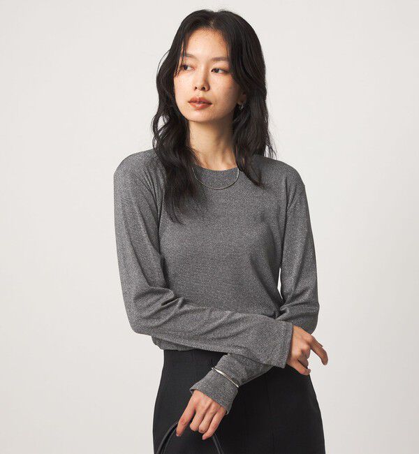 UNITED ARROWS green label relaxing「シャイニーラメ クルーネック ロングスリーブ カットソー」|Tシャツ・カットソー|DK.GRAY