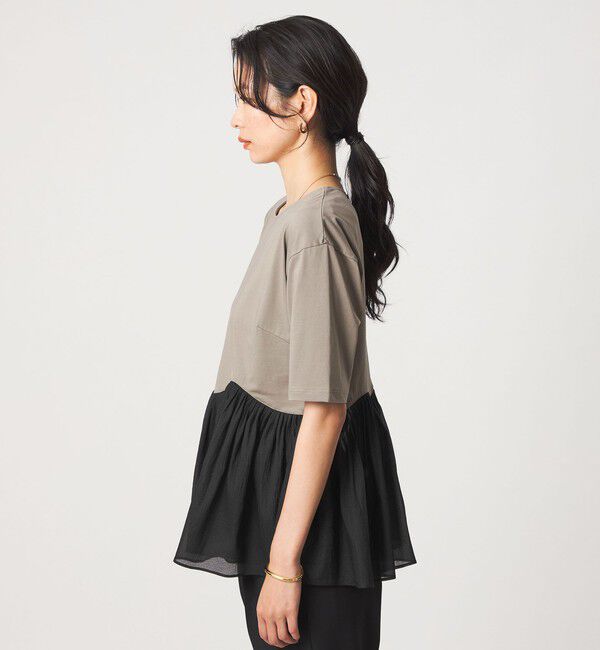 UNITED ARROWS green label relaxing「シアー コンビ 5分袖 プルオーバー カットソー」|Tシャツ・カットソー|