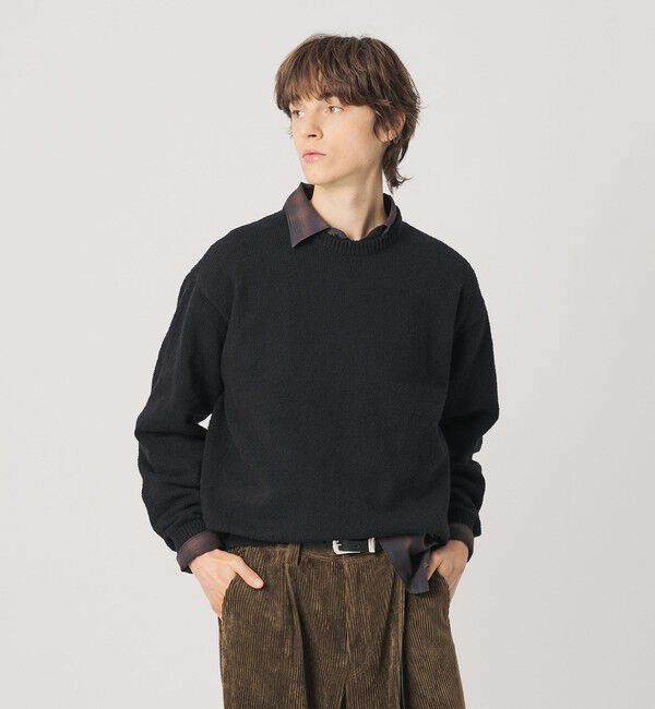 BEAUTY&YOUTH UNITED ARROWS「クリンプ コットン クルーネック ニット」|ニット・セーター|