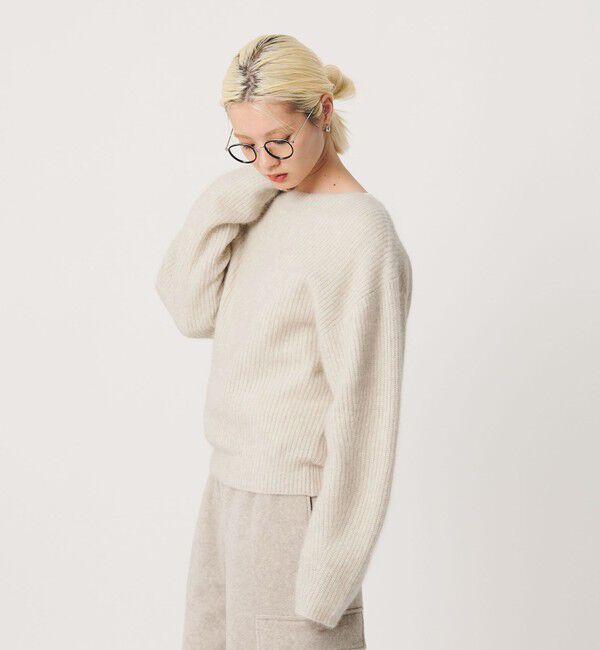 BEAUTY&YOUTH UNITED ARROWS「フォックスブレンド ボリュームスリーブ ボートネックニットプルオーバー」|ニット・セーター|