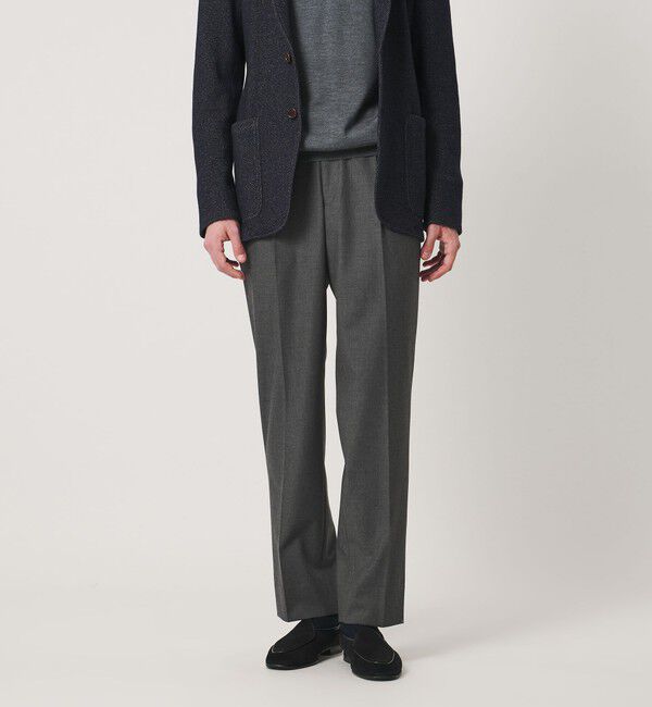 UNITED ARROWS「ツイル 1プリーツ テーパード イージー スラックス 2WAYストレッチ」|チノ|MD.GRAY