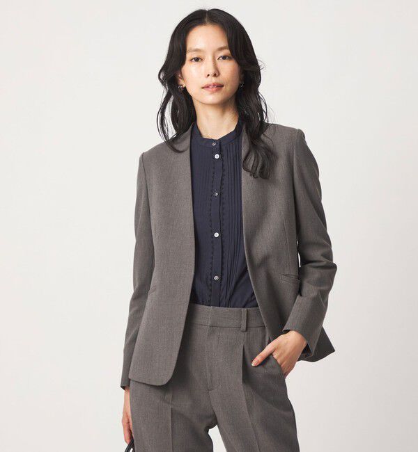 UNITED ARROWS green label relaxing「［size SHORT/TALLあり］ライト ダブルクロス ノーラペル ジャケット」|ノーカラージャケット|