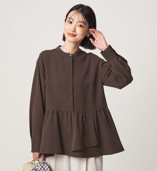 UNITED ARROWS green label relaxing「ツイル ペプラム ブラウス マシンウォッシャブル ストレッチ」|シャツ・ブラウス|MD.BROWN