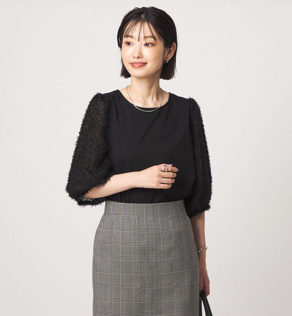 UNITED ARROWS green label relaxing「フェザー ショートスリーブ プルオーバー カットソー」|Tシャツ・カットソー|BLACK