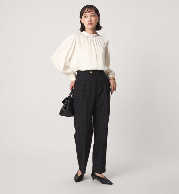 UNITED ARROWS green label relaxing「サテン スタンドネック ギャザー ブラウス」|シャツ・ブラウス|