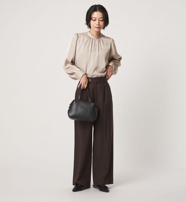 UNITED ARROWS green label relaxing「サテン スタンドネック ギャザー ブラウス」|シャツ・ブラウス|
