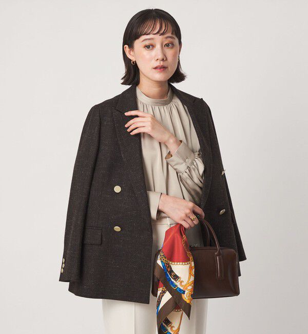 UNITED ARROWS green label relaxing「サテン スタンドネック ギャザー ブラウス」|シャツ・ブラウス|